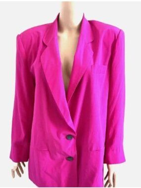 NORDSTROM TOWN SQUARE 100% Silk Pink Blazer Jacket Large - Excellent